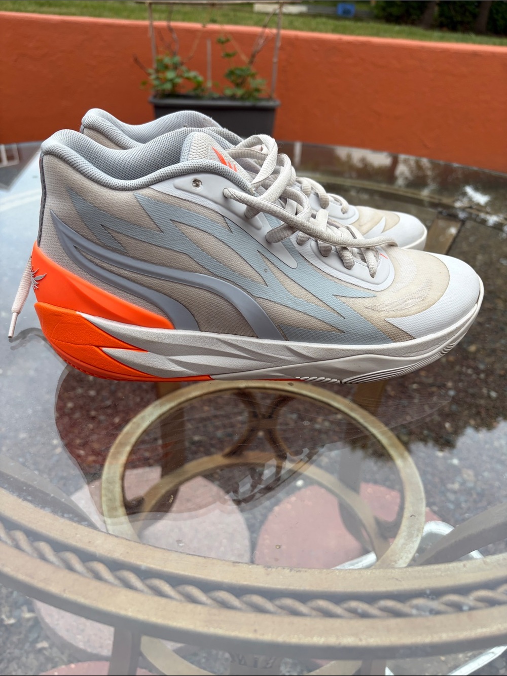 Puma Men's Athletic Shoes - Light Gray with Orange Accents